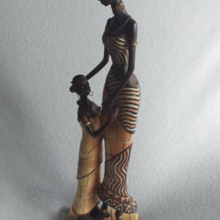 Statuette femme africaine et son enfant
