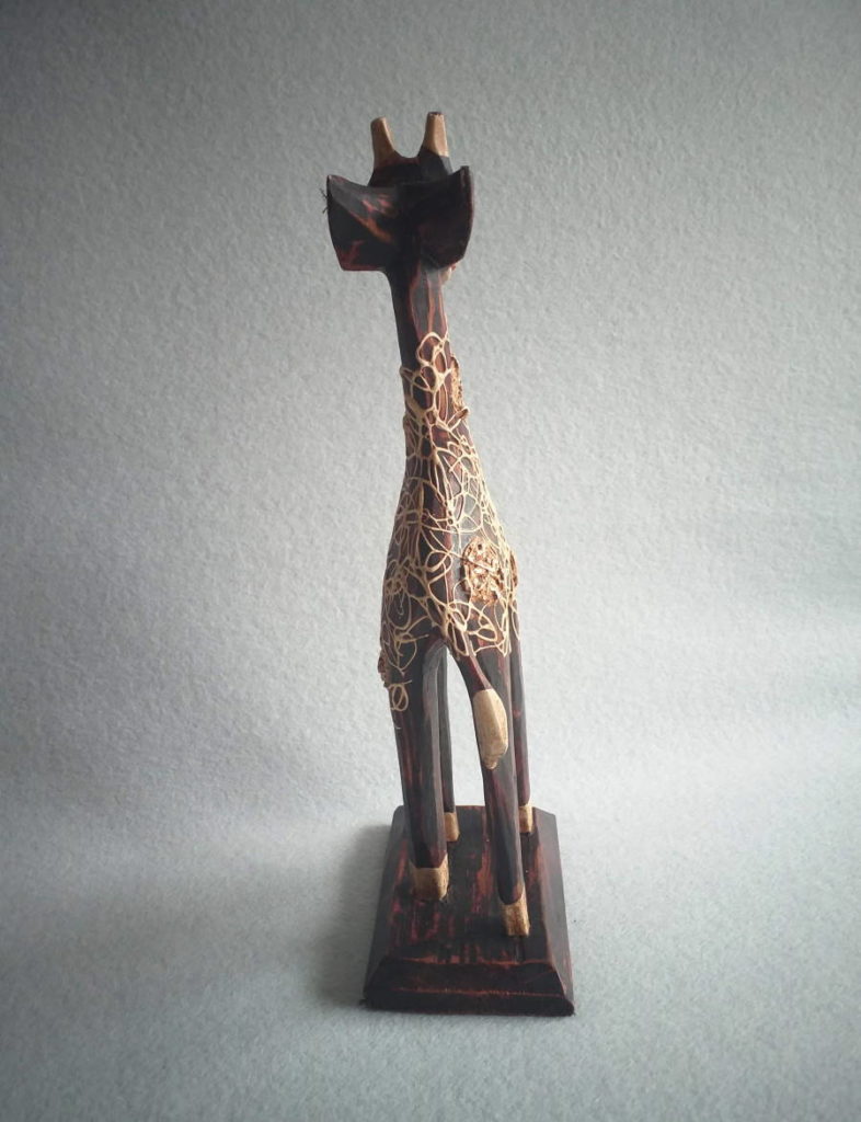 Statue Girafe 60cm En Bois Artisanal - Décoration Ambiance Savane Africaine